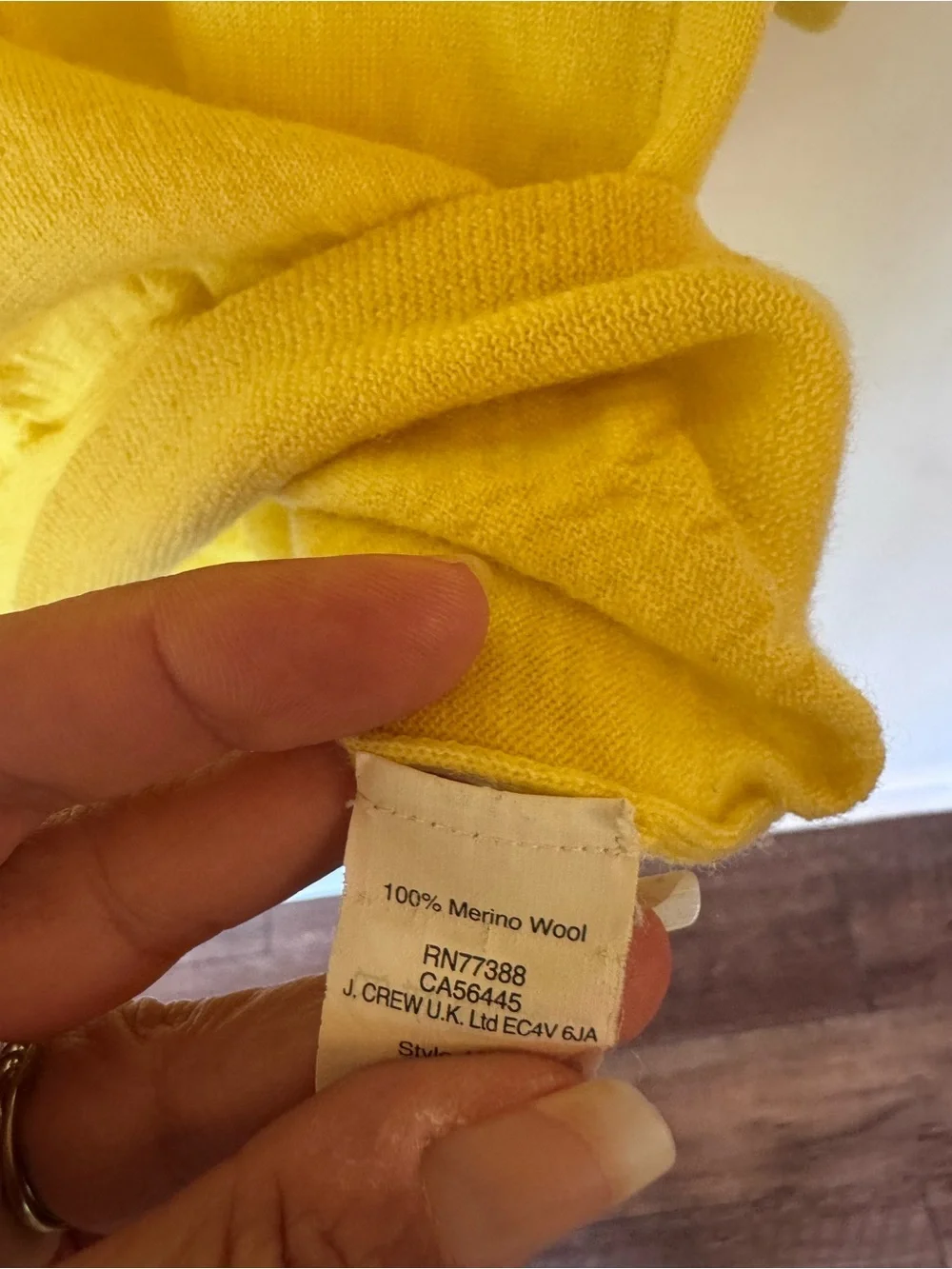 J. Crew Bright Yellow merino wool 3/4 sleeve Crewneck Sweater small